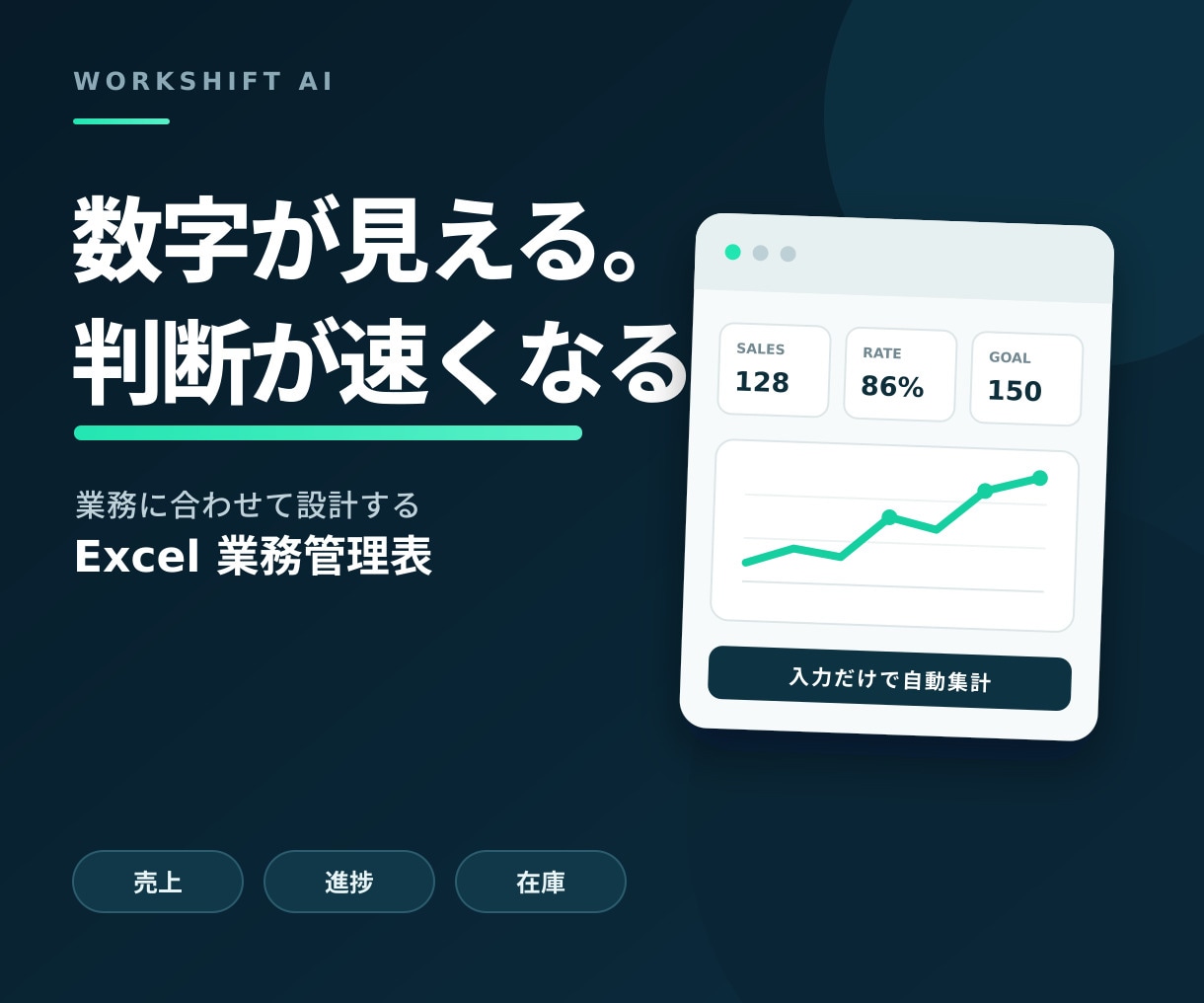 売上・進捗を見える化するExcel管理表を作ります 入力だけで自動集計・グラフ化｜業務に合わせて作成 イメージ1