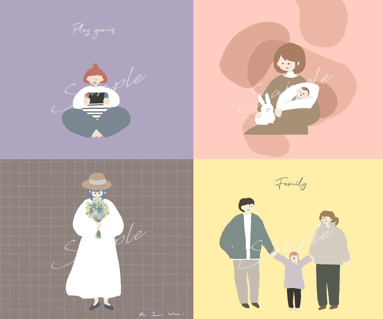 韓国っぽいシンプルアイコンイラストをお描きします SNS・ブログ・YouTube・プロフィールアイコンに୨♥୧ イメージ7
