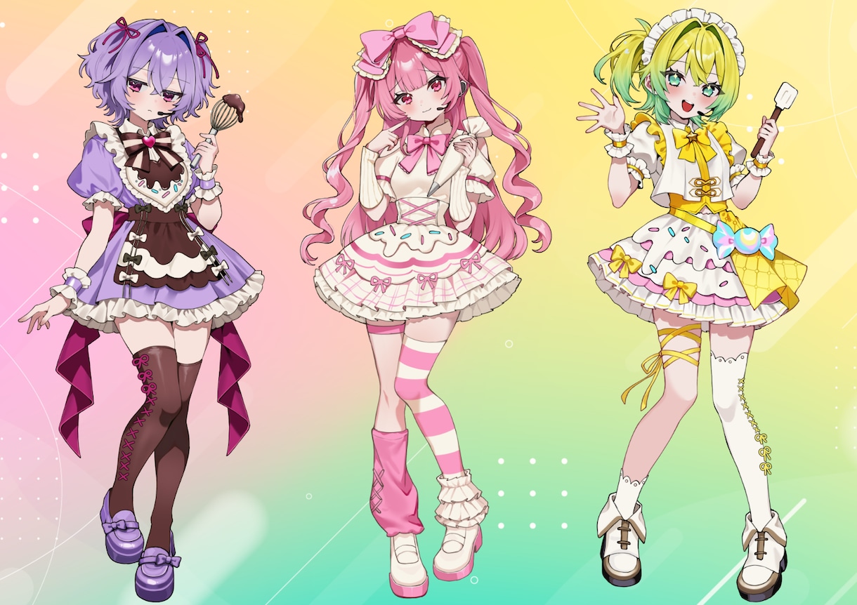 キャラデザ・立ち絵・衣装デザイン制作します 新衣装立ち絵やキャラデザなど！配信用立ち絵も対応！ イメージ1