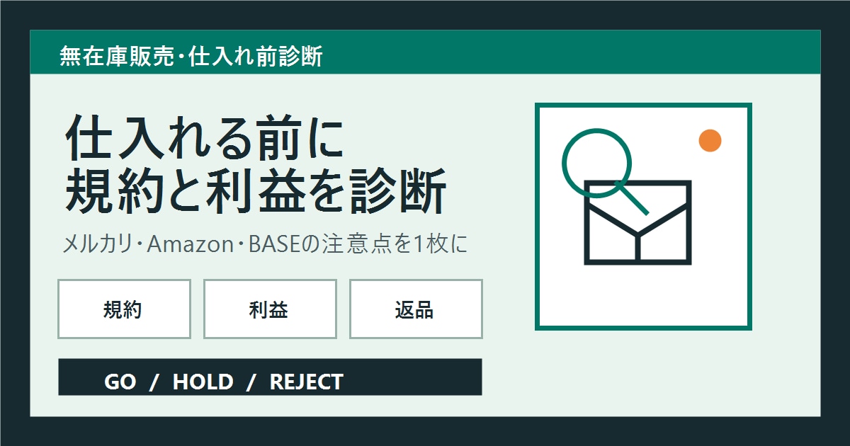 Amazon等の仕入れ候補を規約と利益で診断します 販売先ルール・総コスト・返品リスクを1枚で整理 イメージ1