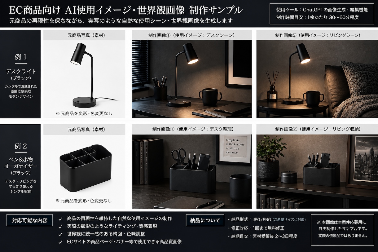 EC商品向けAI使用イメージ画像を制作します 商品写真をもとに、実写感のある使用シーン・世界観画像を作成 イメージ2