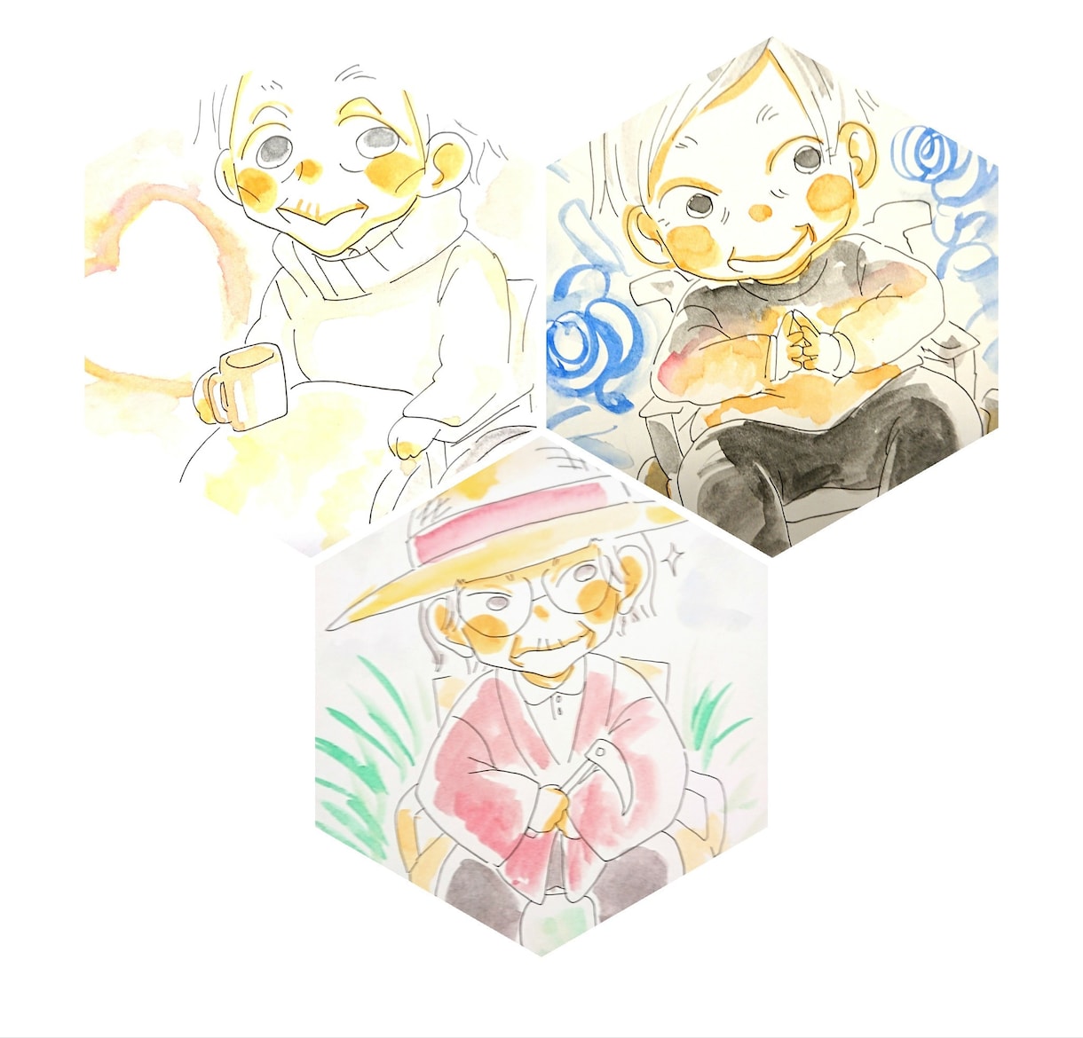 おじいちゃんおばあちゃんへの似顔絵描きます おじいちゃんおばあちゃんの可愛い似顔絵が欲しい方に イメージ2