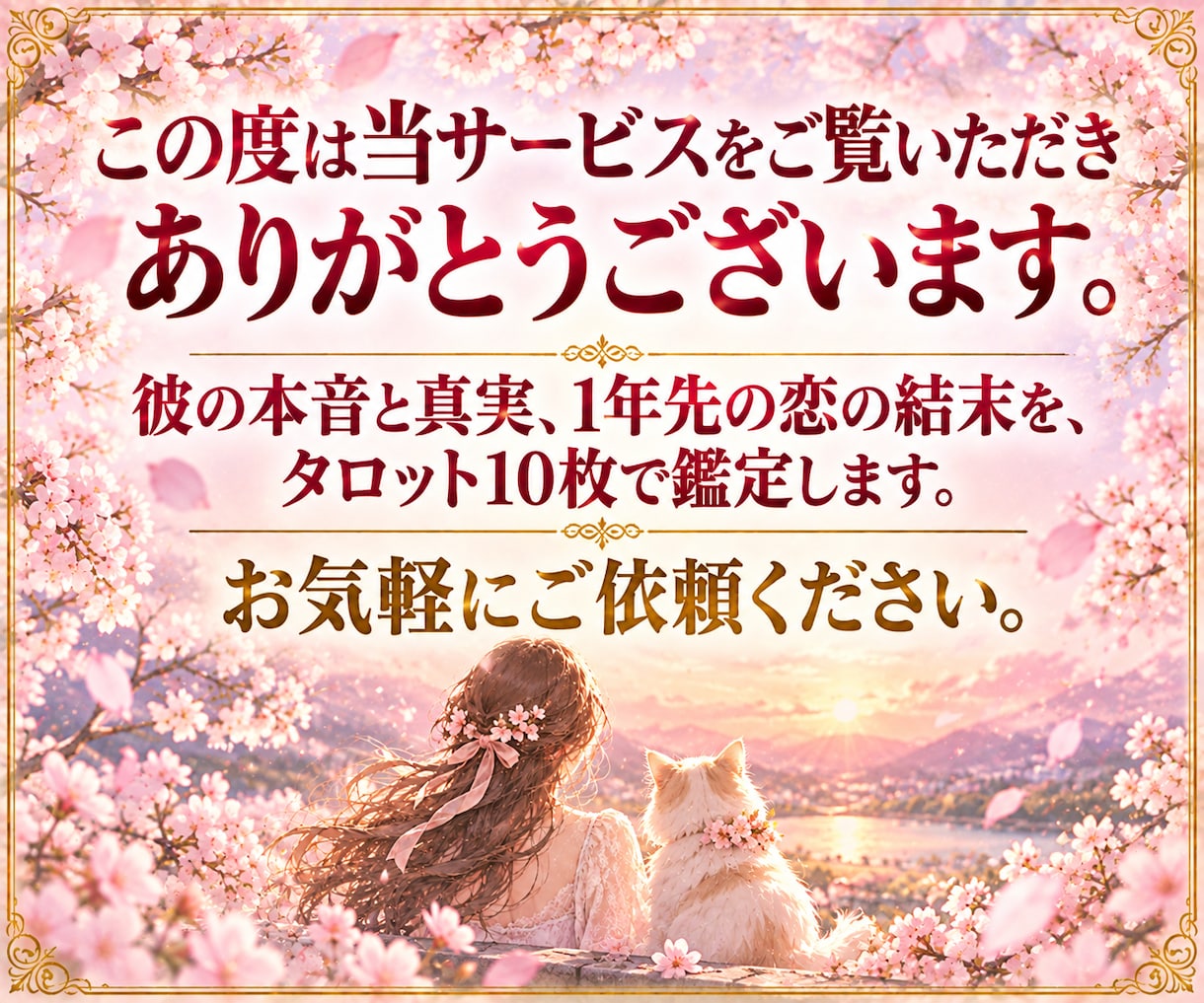 恋愛占い｜彼との1年後、二人の未来を占います 3,000字以上｜彼の本音・恋の障害・1年後の未来を占います イメージ2