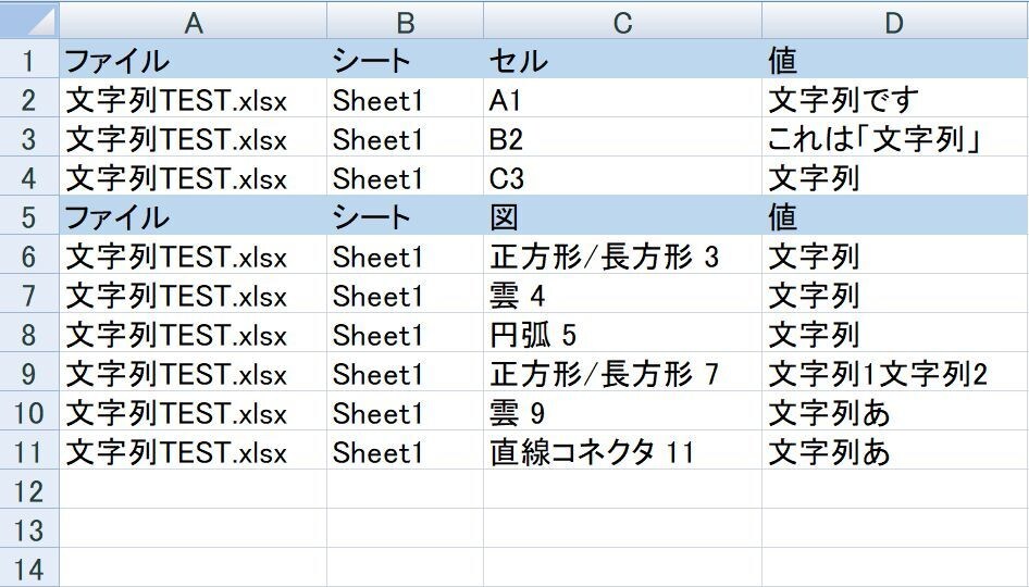 EXCEL文字列検索ツールを提供します シェイプ(図)も検索対象となります。 イメージ1