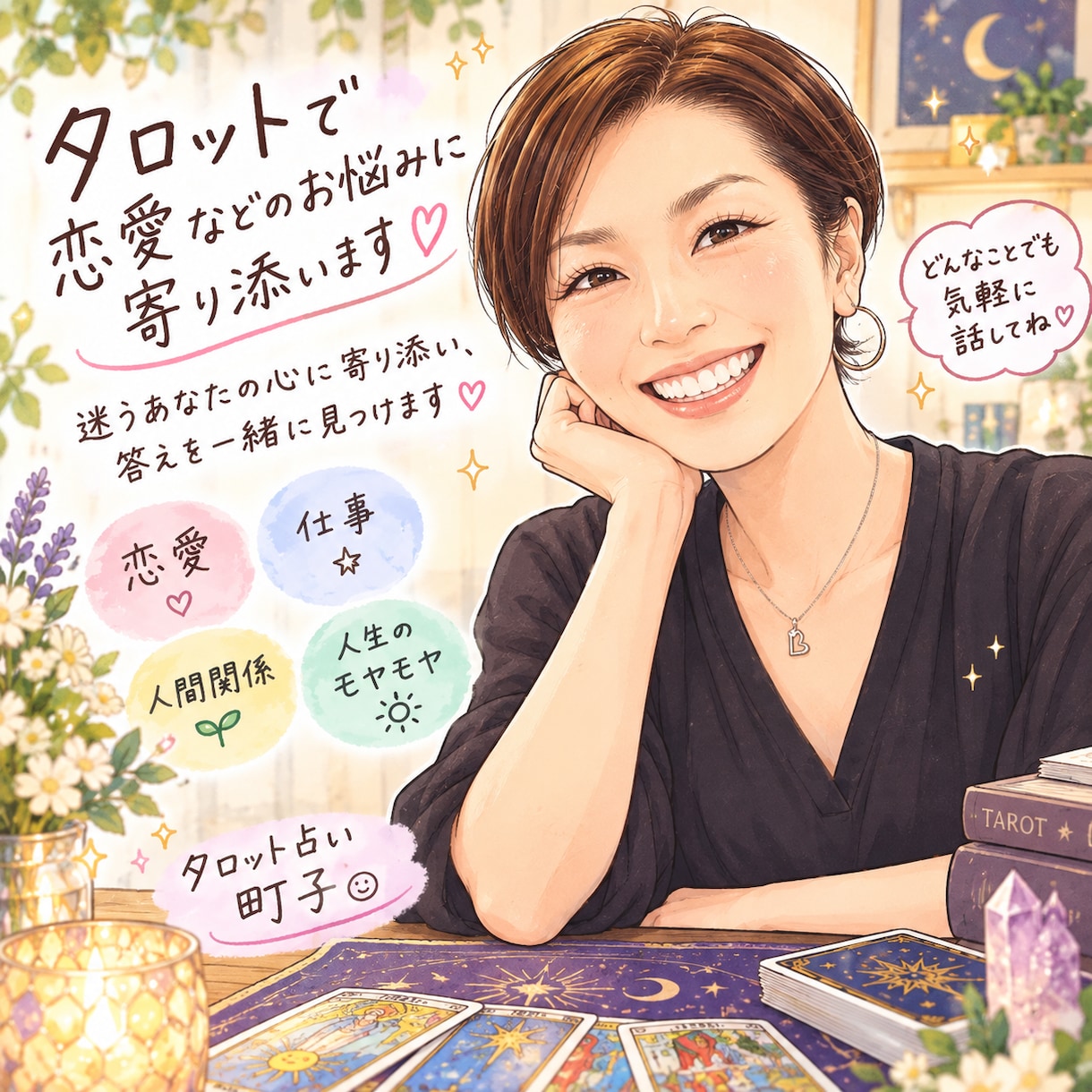 タロットで恋愛などあなたのお悩みを一緒に解決します 迷うあなたの心に寄り添い、答えを一緒に見つけます イメージ1