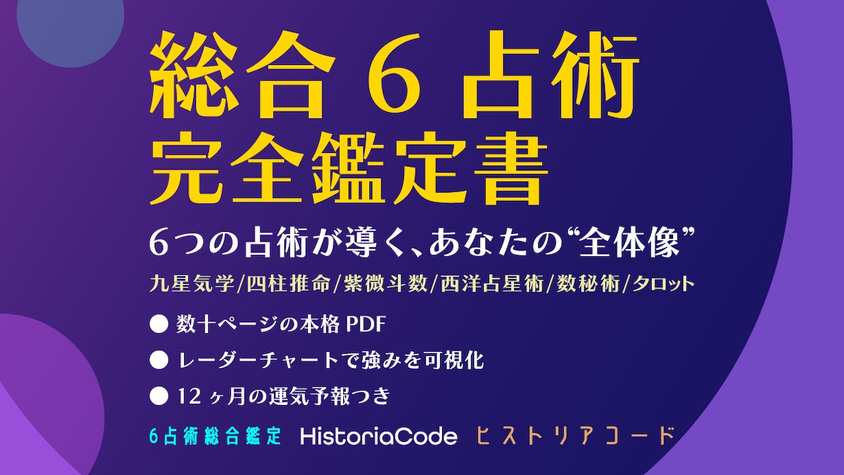 AIが6占術であなたの本質を総合鑑定します 東洋と西洋の6占術を融合し、あなたの全体像を描き出します イメージ1