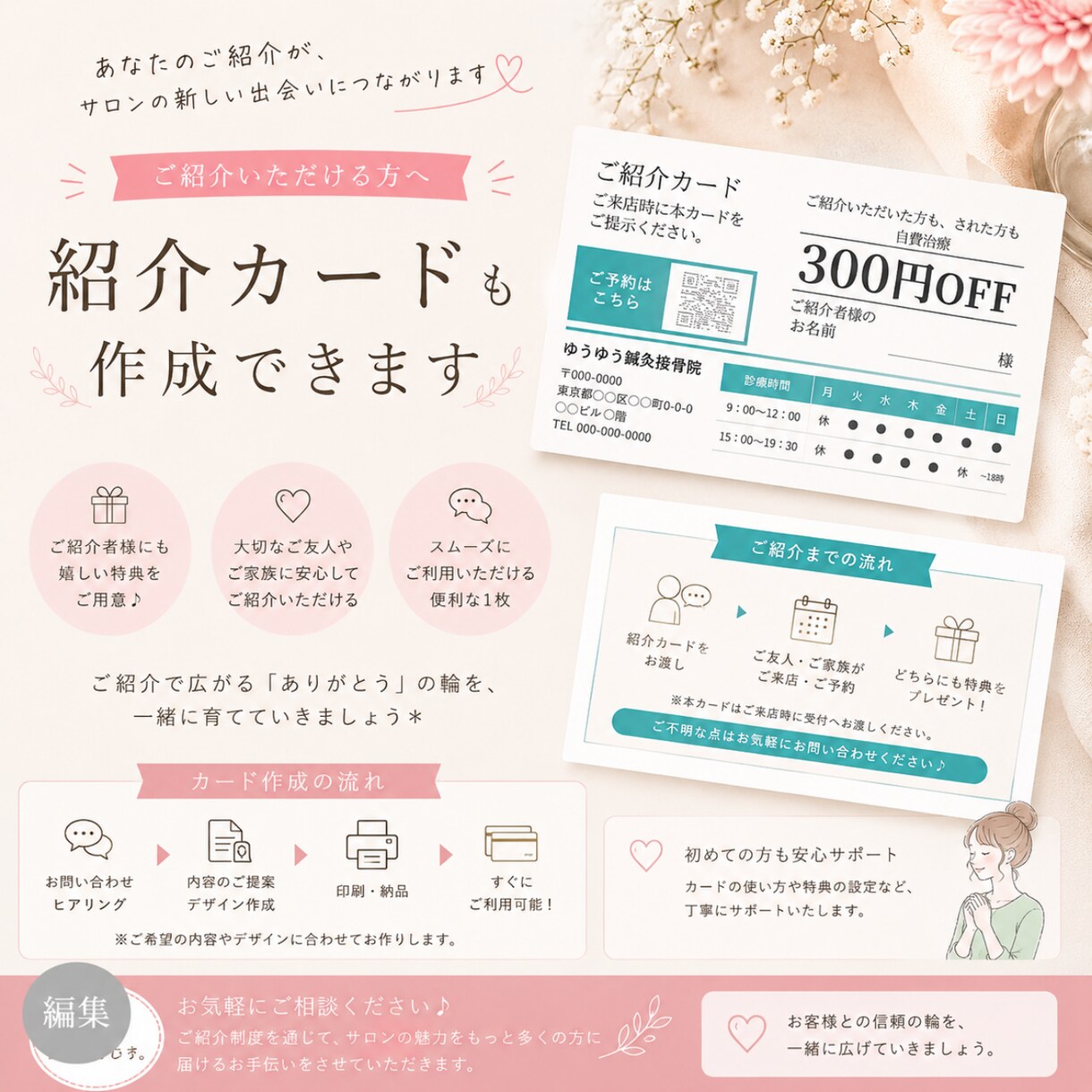 印刷100枚込＊名刺/ショップカード作成します 印刷会社で丁寧に印刷◎100枚込み・送料無料でお届けします イメージ5