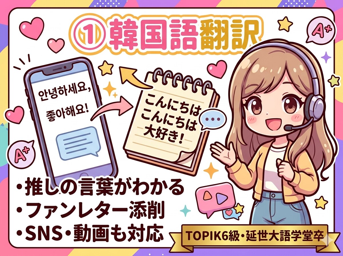 SNS・手紙・動画の韓国語翻訳します 延世大語学堂卒の確かな実力！自然な韓国語に翻訳♪ イメージ1