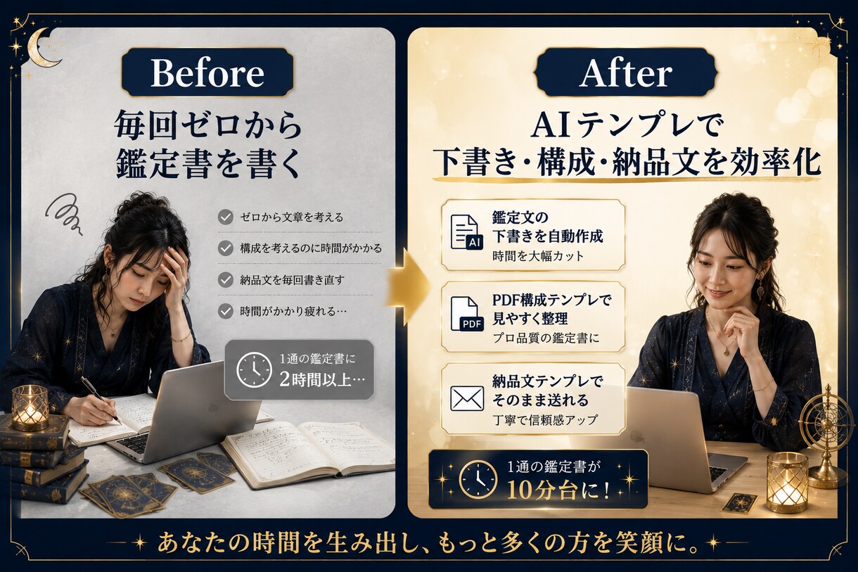 占い師向けAI鑑定書PDF作成テンプレ一式渡します 鑑定書作成をAIで時短し丁寧に整えます イメージ4