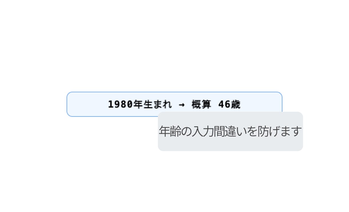 西暦から年齢を自動で計算できます 年齢入力のミスや確認作業を減らします イメージ3