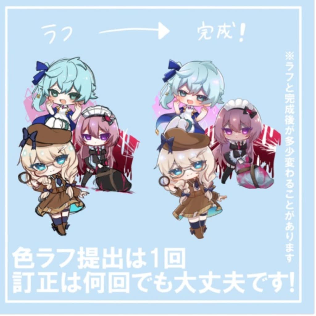 ミニキャライラストを描きます アイコンやグッズに使えるミニキャライラストです。 イメージ2