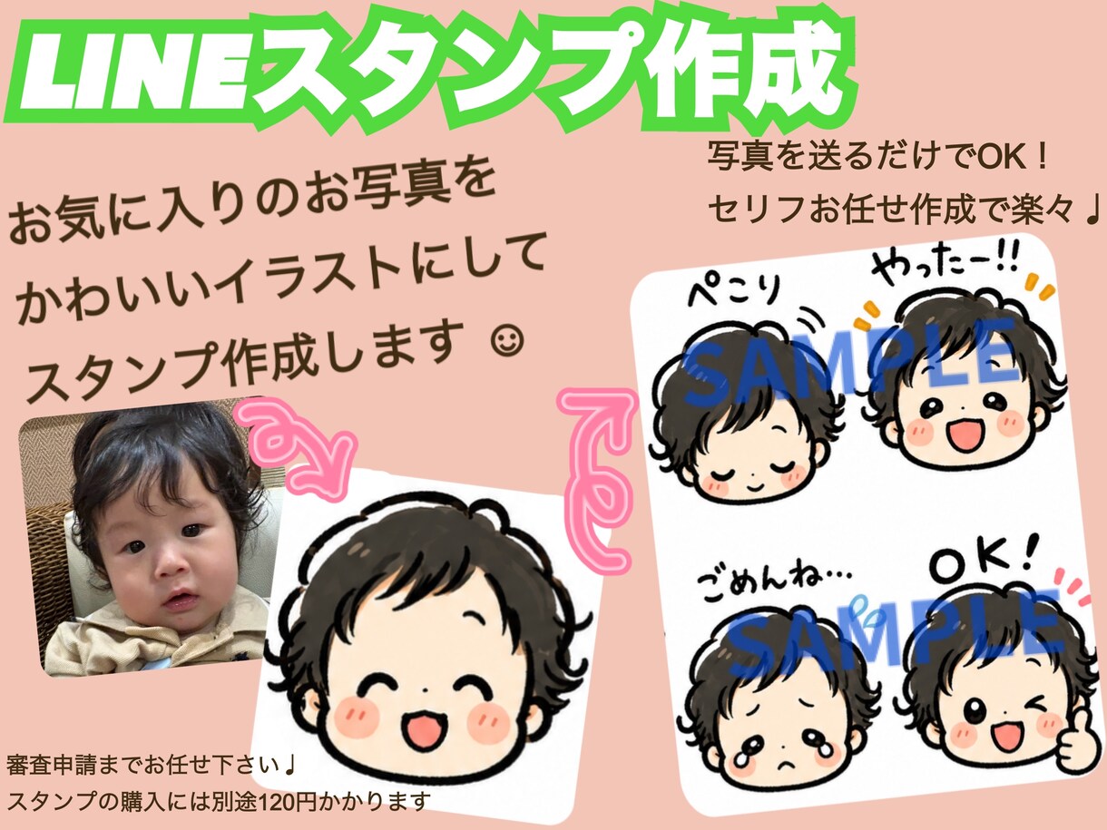 イラストにしてスタンプ作成します かわいいお子さんをイラストにしスタンプ作成します♩ イメージ1