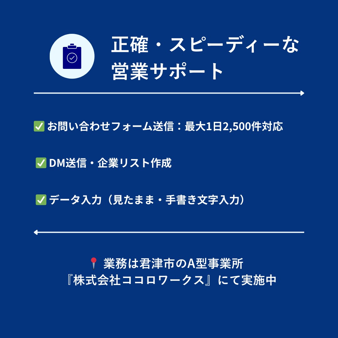 1件9円問い合わせフォームからの営業代行承ります 平日、土曜も対応　面倒なフォーム・DM送信代行します！ イメージ2