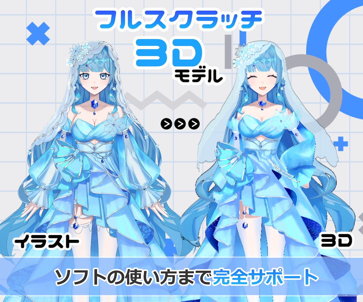 イラストそっくりなVtuber用3Dモデル作ります ソフトの使い方まで丁寧にサポート。初めての方でも安心です イメージ1