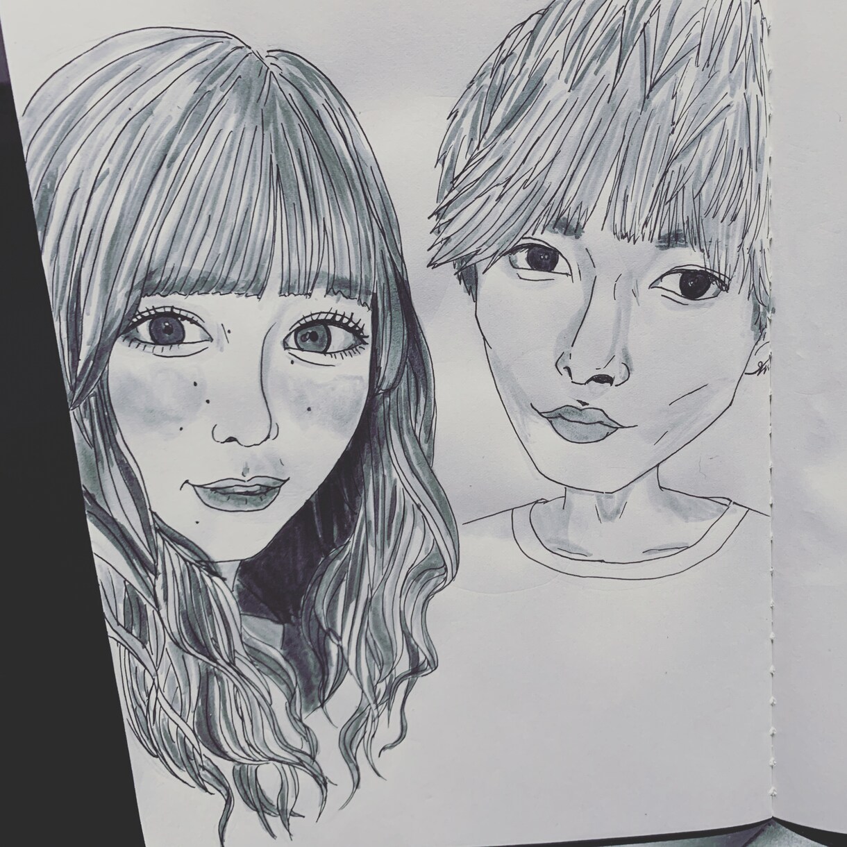 モノクロ似顔絵描きます リアルかわいい、水彩モノクロ似顔絵！ イメージ6