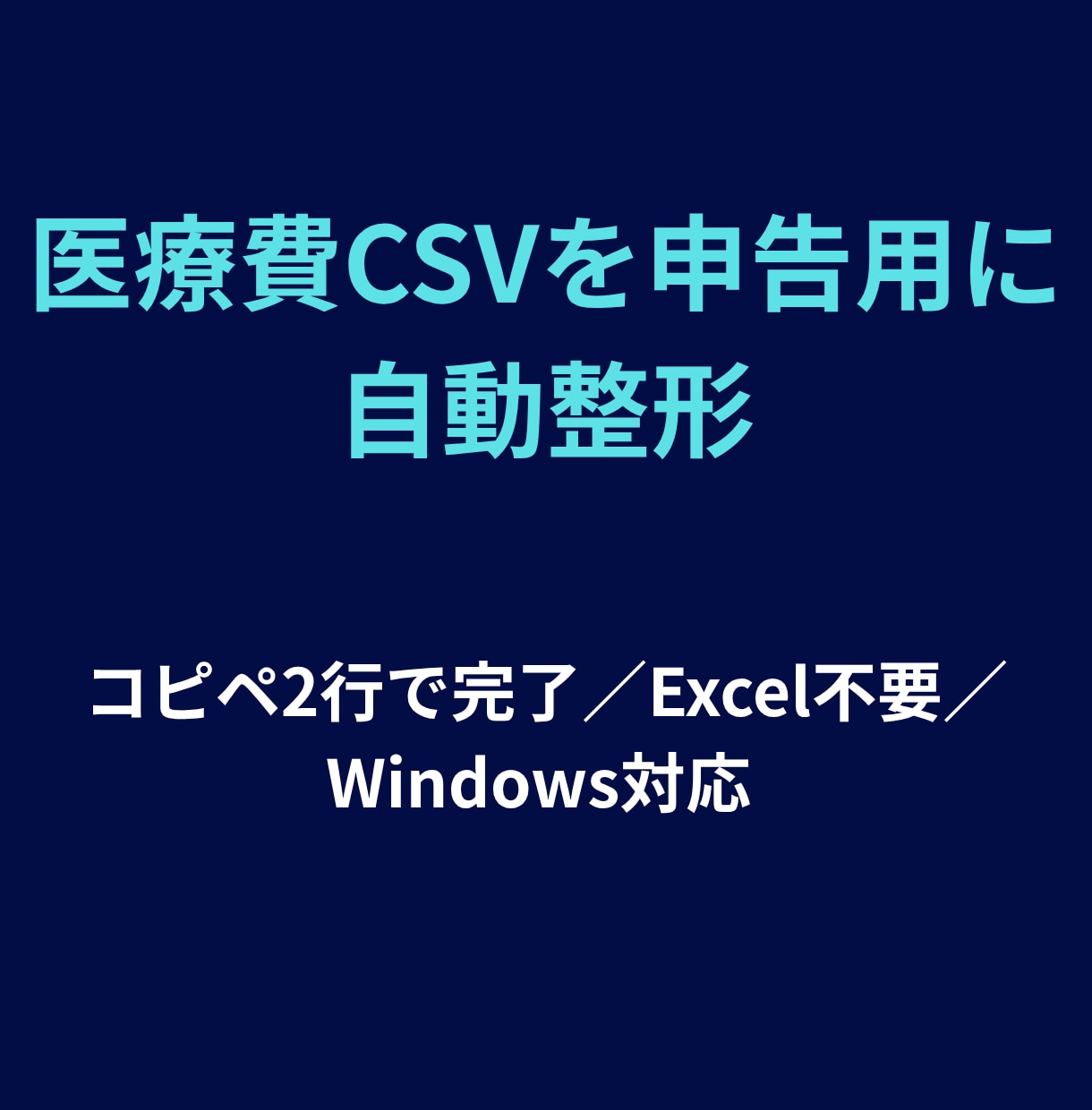 ZIP納品 医療費CSVを申告用に自動整形できます コピペ2行でOK・Excel不要・Windows対応 イメージ1