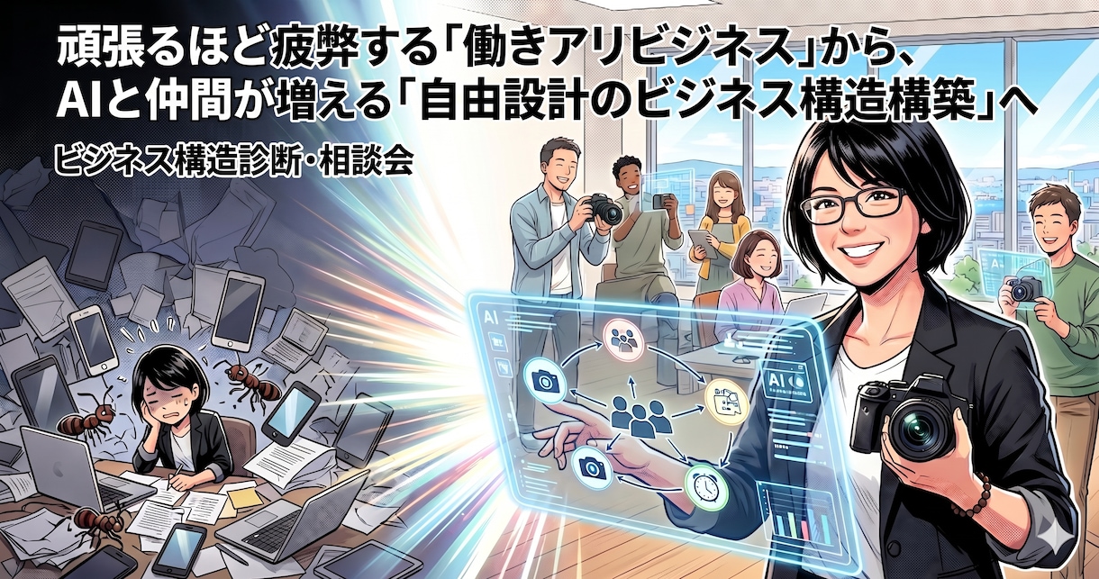 40代から人生再設計。ビジネス構造を完全診断します 多忙個人事業主を卒業。AIと独自の仕組みでビジネスを再設計。 イメージ1