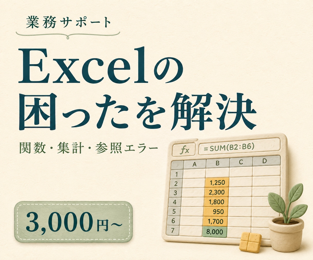Excelの関数や集計の困りごとを直します 参照エラー・条件集計を説明つきで修正 イメージ1