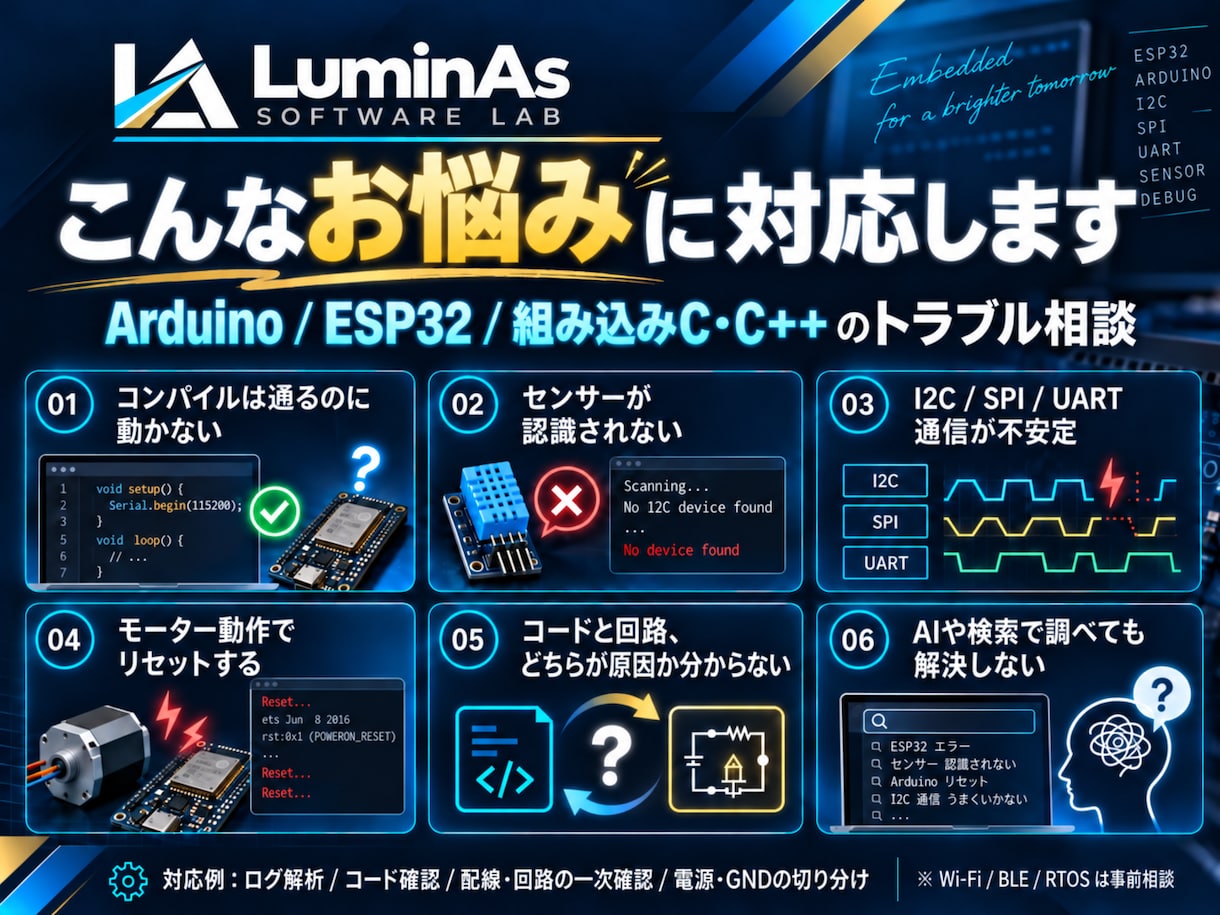 Arduino・ESP32の不具合を切り分けます コード・ログ・回路・配線から解決に向けて伴走 イメージ2