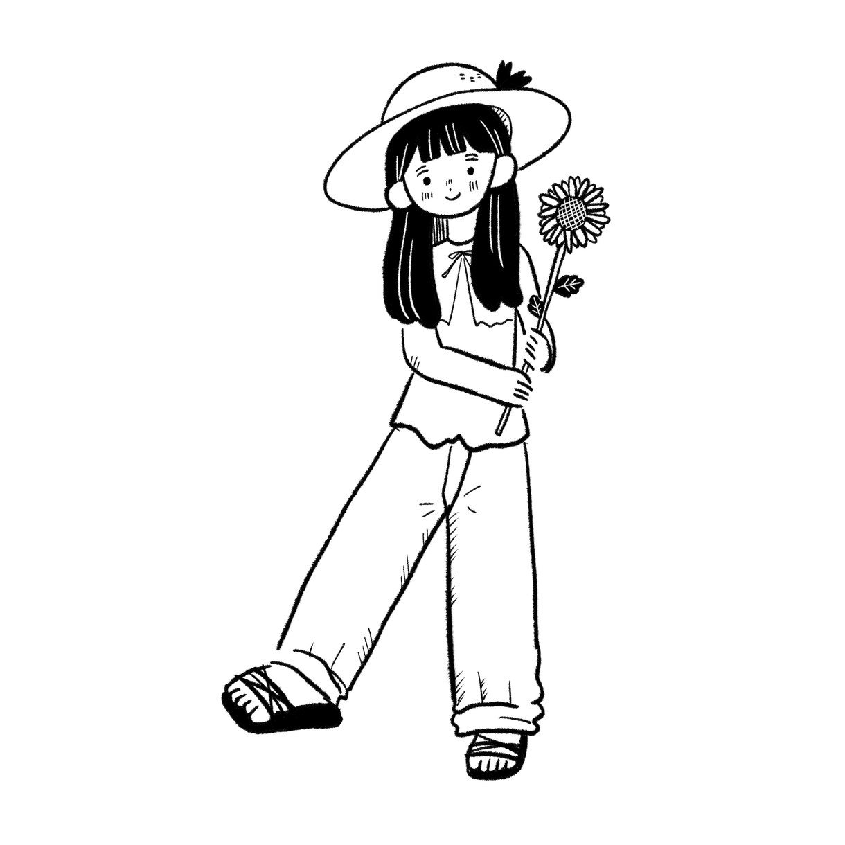 かわいいモノクロ線画イラストお描きします 最短翌日！挿絵や印刷物に使いやすい！ イメージ3