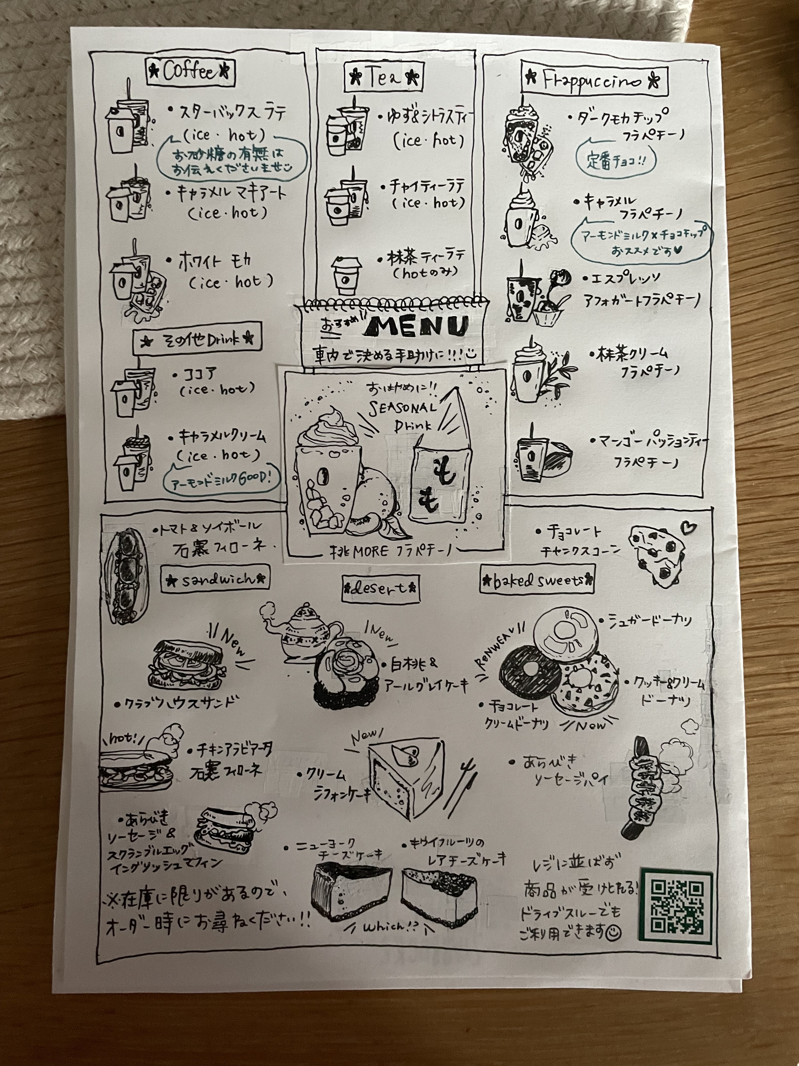カフェのメニューデザインします 韓国風メニューデザイン、食べ物や料理を手描きで。 イメージ3