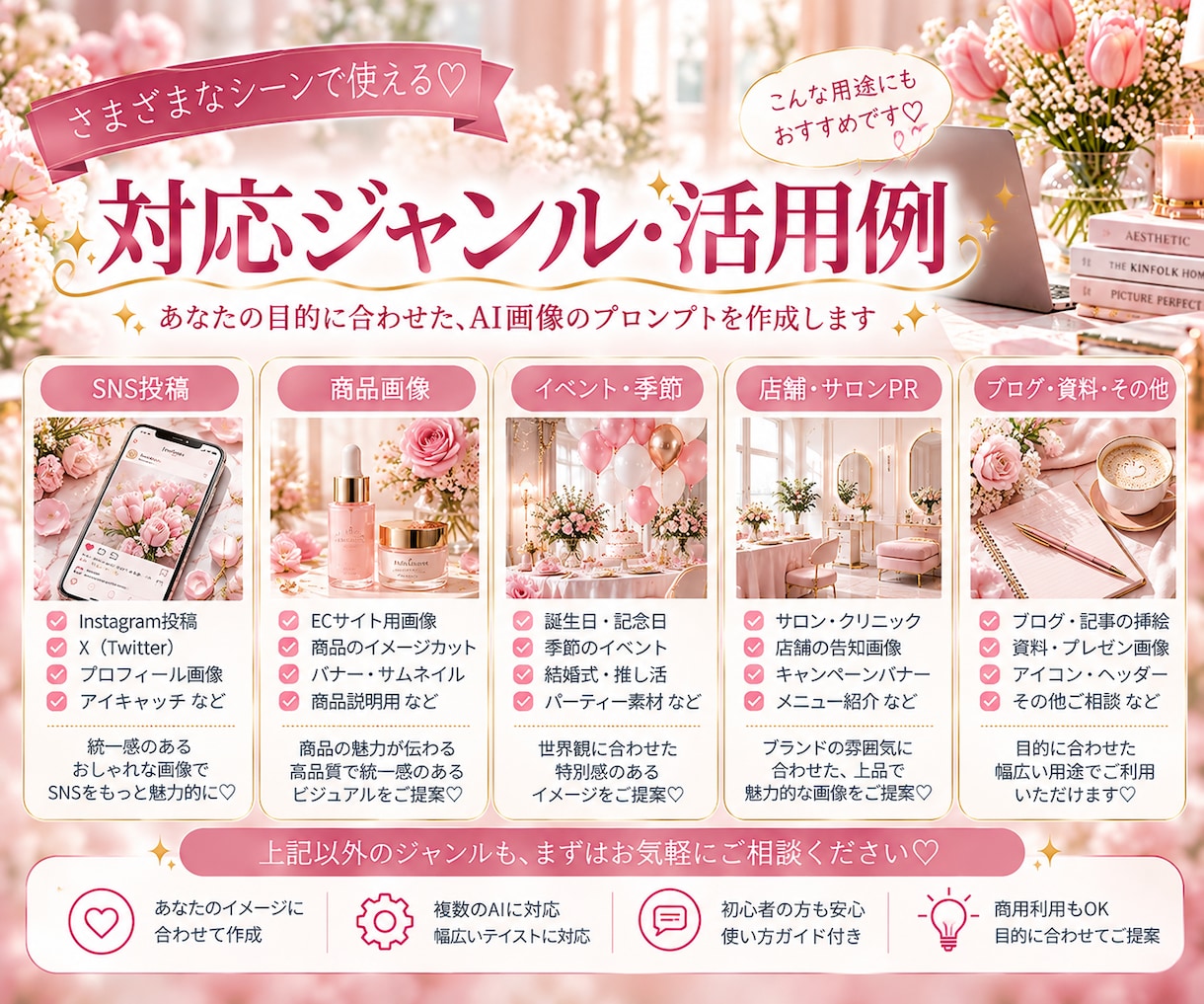 AI画像生成用のプロンプトを作成します SNS・イベント告知も対応！理想のイメージを言葉に♡ イメージ5