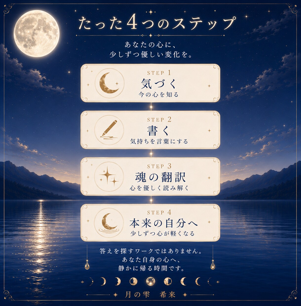 心を癒す月のワークブックをお届けします 書くたびに、本当の自分へ還る時間。 イメージ4