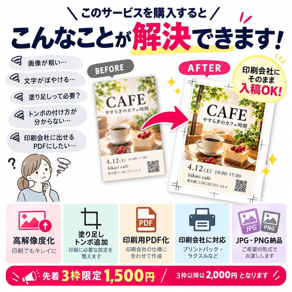 AIで作ったデザインを印刷可能なデータにします 塗り足し・トンボ・PDF化まで。印刷会社へ出せる形にします! イメージ2