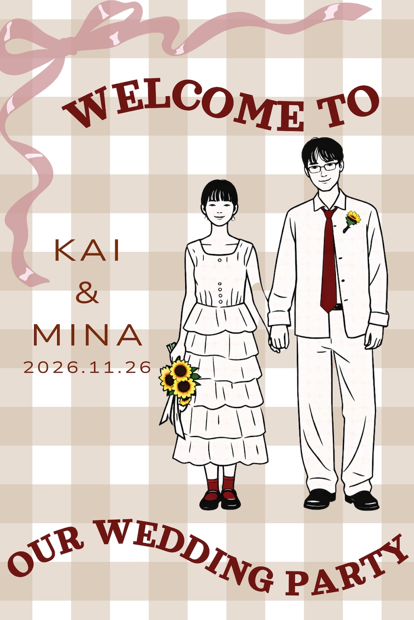 先着5組♡結婚式写真からお洒落線画イラストにします ウェルカムボード・ペーパーアイテム・記念品に◎ イメージ6