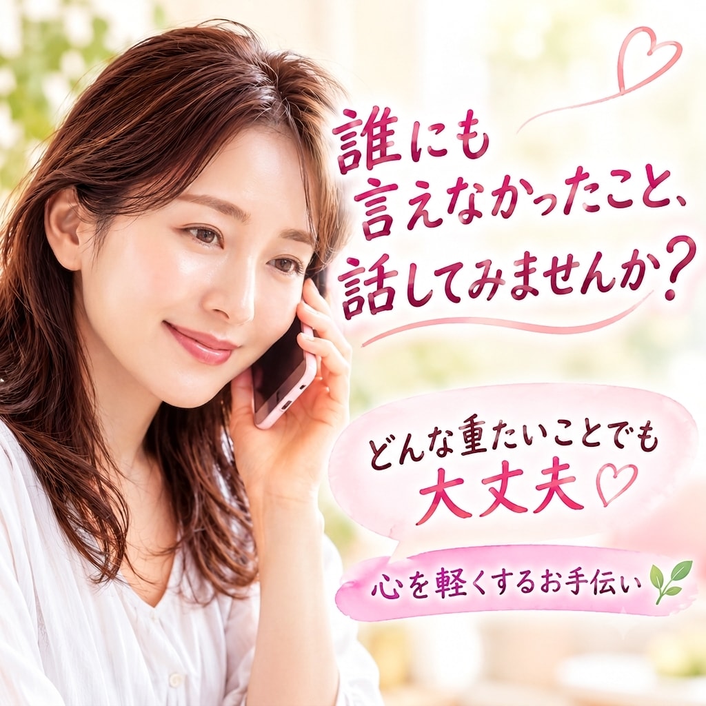 今まで人に言えなかったこと、ここで話せます 同じ想いを抱えるNPO法人の傾聴カウンセラーが優しく聞きます イメージ2