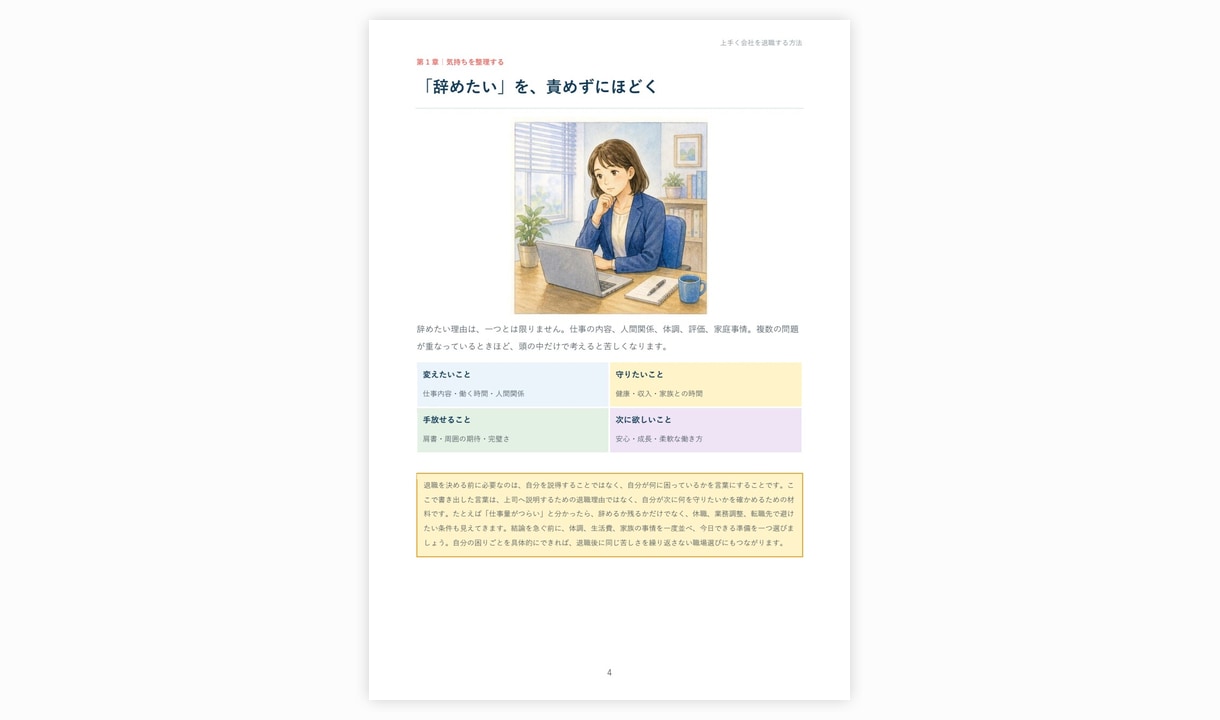 円満退職に役立つ実務ガイドをお届けします 準備から退職後まで整理できる実用40ページPDF イメージ3