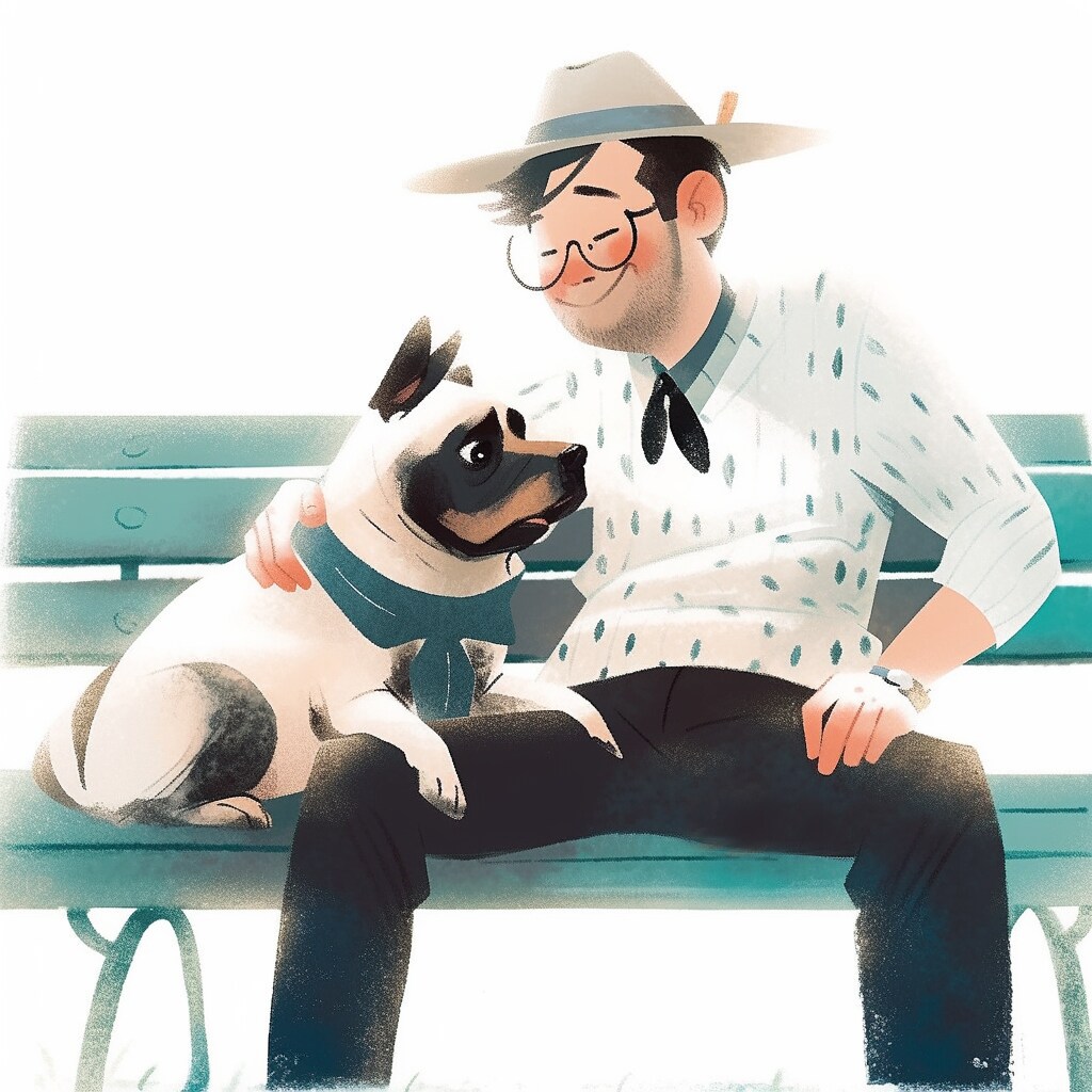 ペットとの優しい時間をイラストにします ペット/家族記念日の心温まる記憶にしませんか イメージ5
