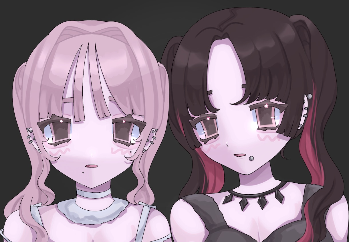 最短即日！胸から上の病み可愛いアイコンを描きます SNS等で使う自分用のアイコンが欲しい方へ イメージ2