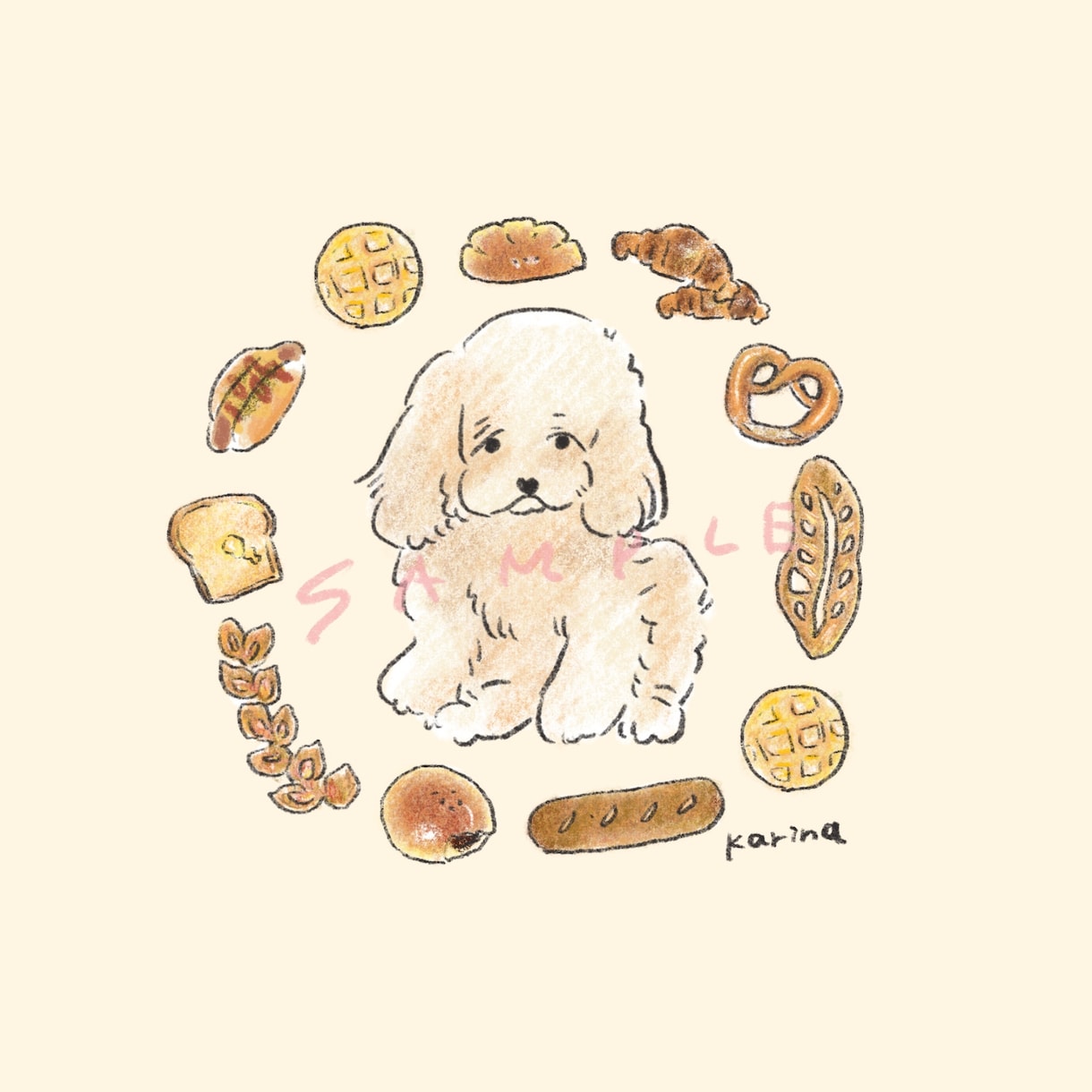 お犬さんとお花、食べ物を描きます アイコンにも！お花（食べ物）とペットのイラストを作成します イメージ6