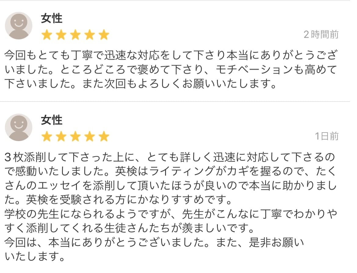 英検のプロが英作文添削を行います 24時間以内添削オプションあります！駆け込み添削可能！ イメージ6