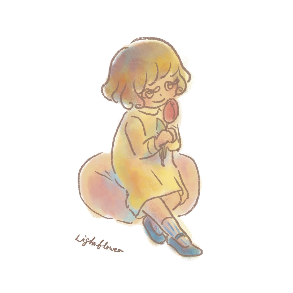 お花のようにやさしい雰囲気の女の子描きます 花や空の色を取り入れた色合いがこだわりです。 イメージ1