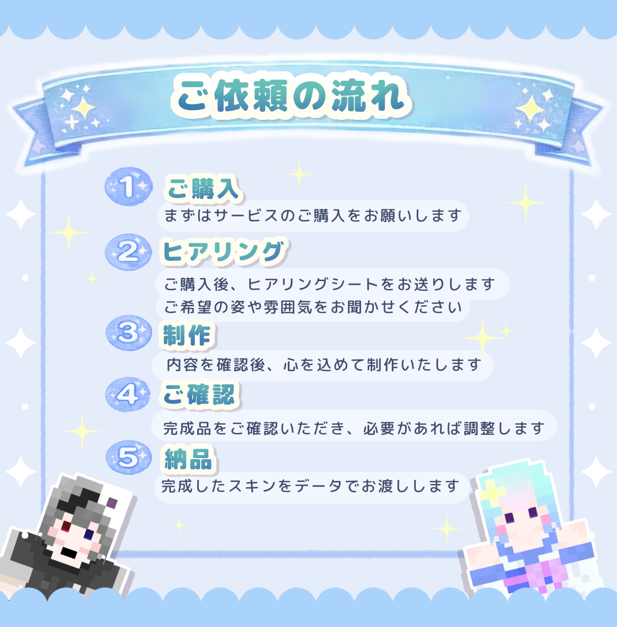 商用利用可｜マイクラスキンを制作します 立ち絵や世界観を大切に再現した似合わせスキンをお作りします イメージ3