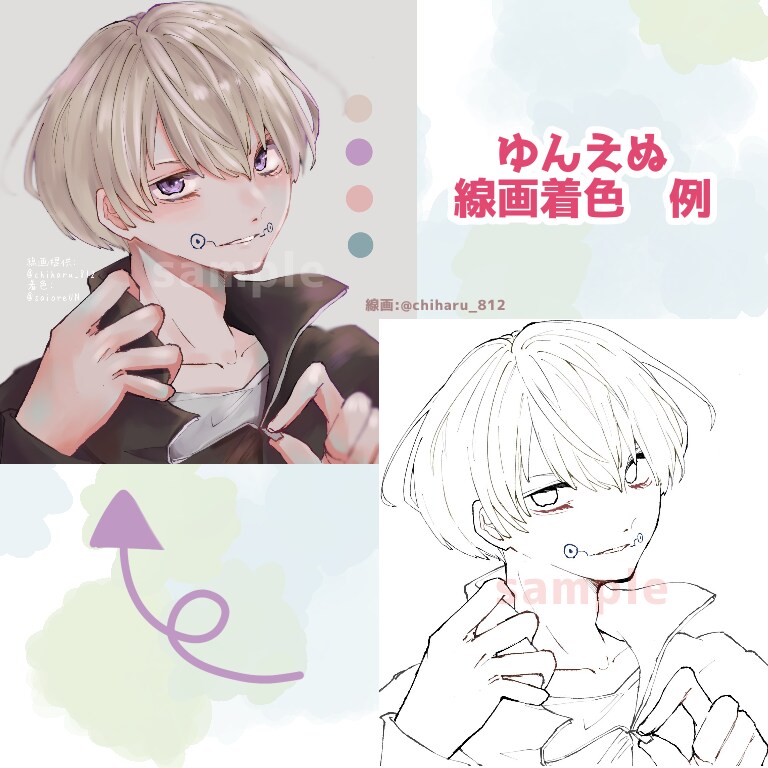 貴方の描いた素敵な線画に心を込めて色を塗ります アナログでも大丈夫です！！色塗り(着色)が苦手な方はぜひ！ イメージ10