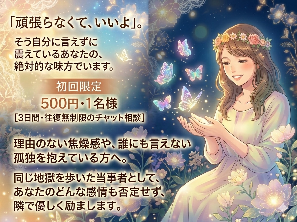 消えてしまいたい夜に、あなたの味方でいます ​地獄を歩いた当事者として孤独に寄り添い優しく励まします。 イメージ2