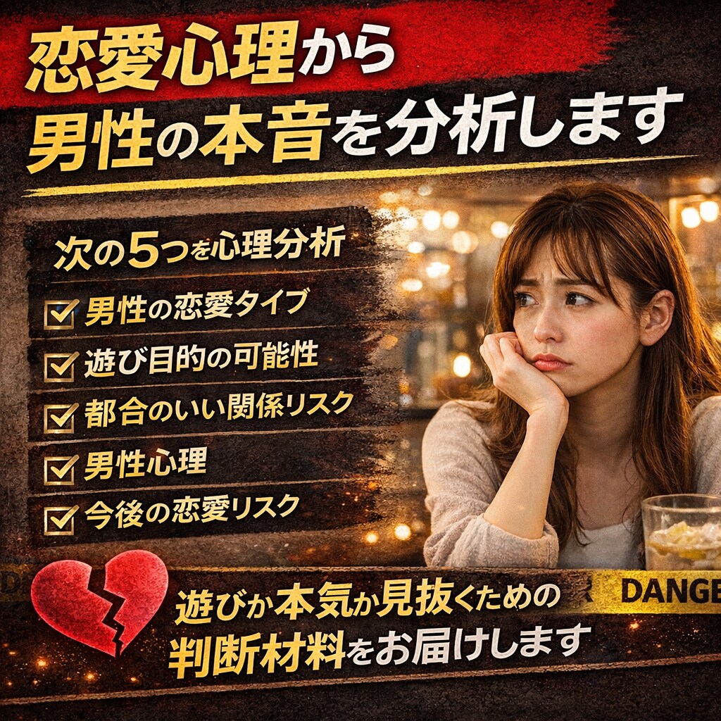その男性大丈夫？危険な男か心理分析します 遊び？本気？男の心理を読み解きます イメージ3