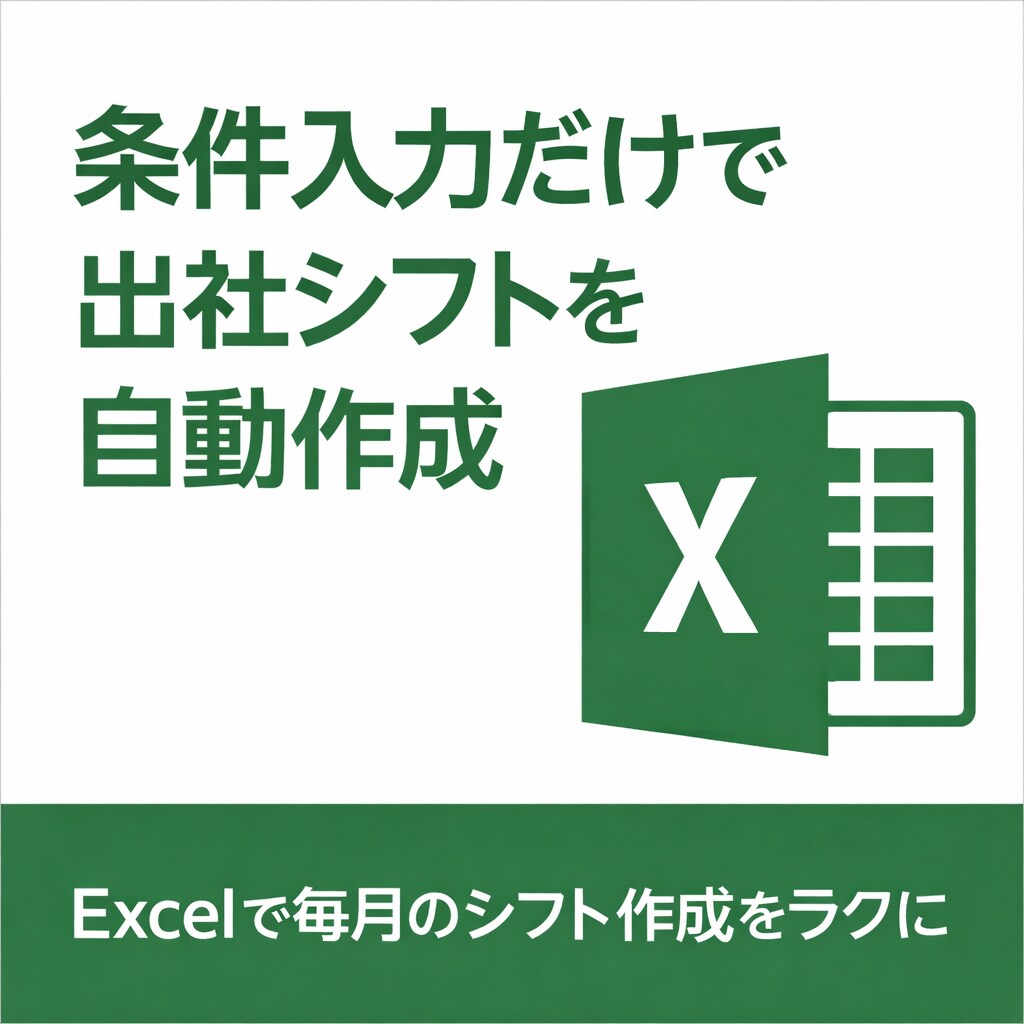 毎月の出社シフト作成をExcelで自動化します 条件入力だけで、毎月のシフト作成をラクにします イメージ1