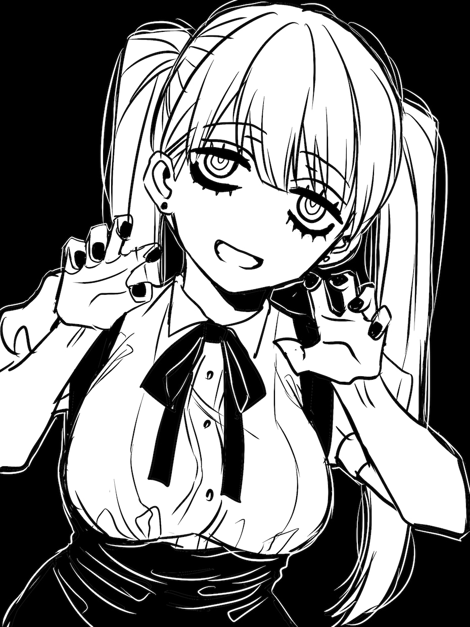 2000円で白黒イラスト描きます 安価でイラスト作成します！モノクロオリキャライラスト！ イメージ1