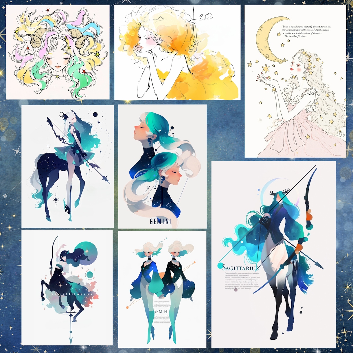 占い・スピ系！おしゃれな星座占いのイラスト描きます SNS発信★12星座、四柱推命、スピリチュアル、血液型など イメージ9