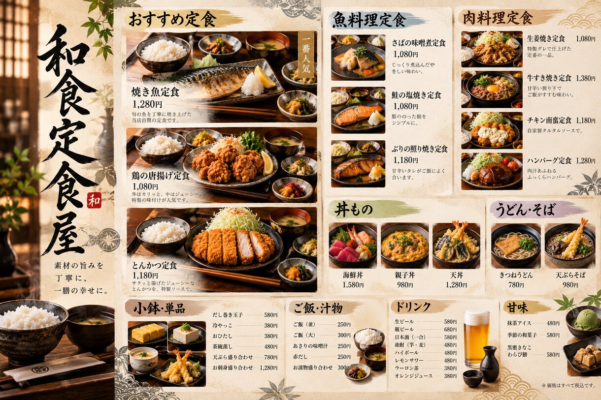 おしゃれな飲食店メニュー表を作成します カフェ・居酒屋・レストランなど幅広く対応します イメージ6