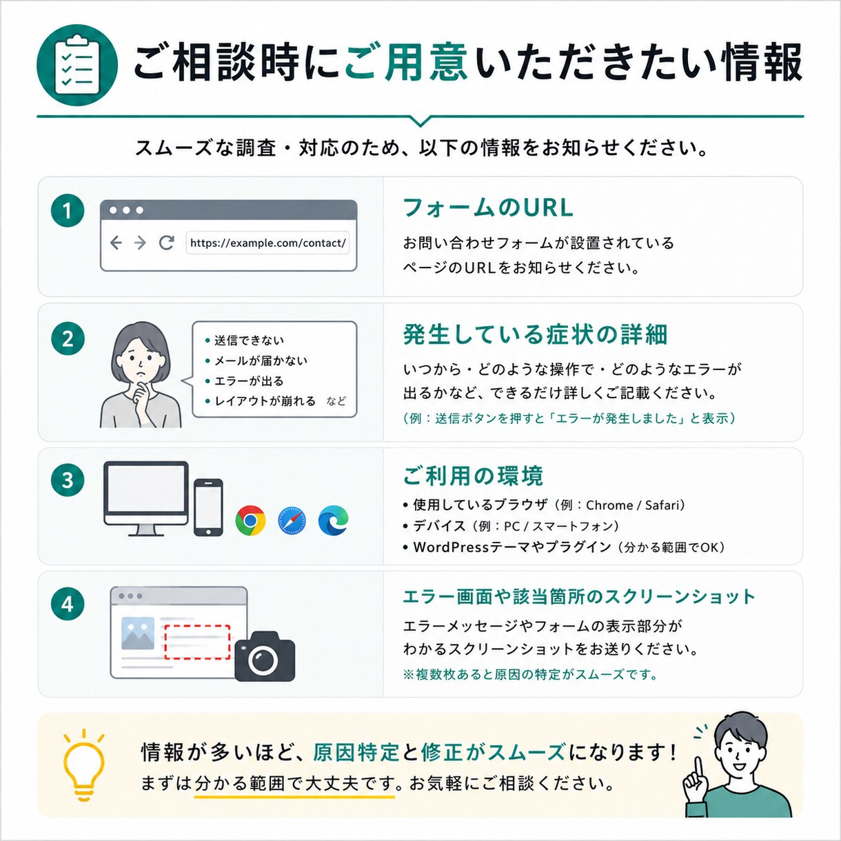 問い合わせフォームの不具合を診断・修正します 送信エラー・通知メール不具合・表示崩れに対応 イメージ5