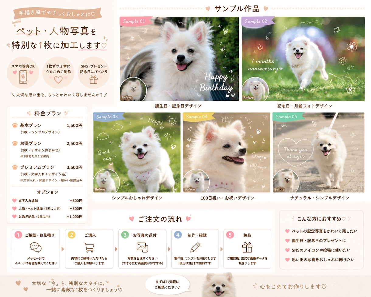 うちの子を手描き風で可愛く加工します 大切な家族の「今」を世界に一枚だけの特別な写真にしませんか？ イメージ2
