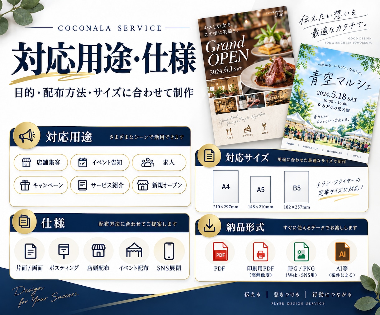 集客につながるチラシ・フライヤーを制作します 店舗・イベント・求人・販促に｜構成整理～印刷用データまで対応 イメージ5