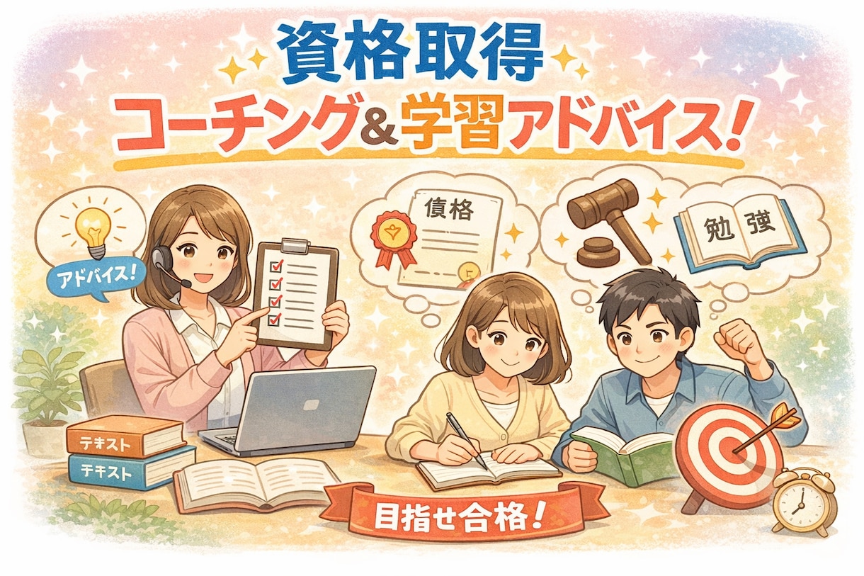 資格取得に向けての学習プランとコーチングいたします 悩みの解決とやる気に向けてのメンタルサポートもいたします イメージ1