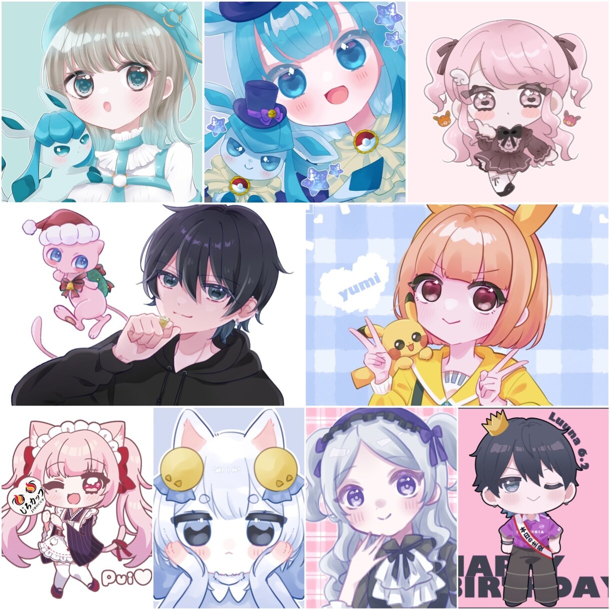 可愛い絵柄のアイコン・ミニキャライラスト描きます キラキラした少女のイラストが得意です。商用利用料込。 イメージ1