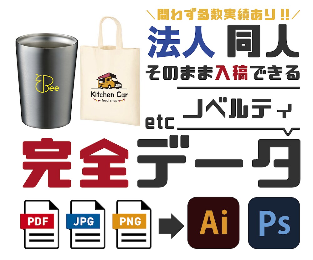 ノベルティサイトの完全入稿データ作ります ノベルティサイトの中の人が完全データを制作します イメージ1